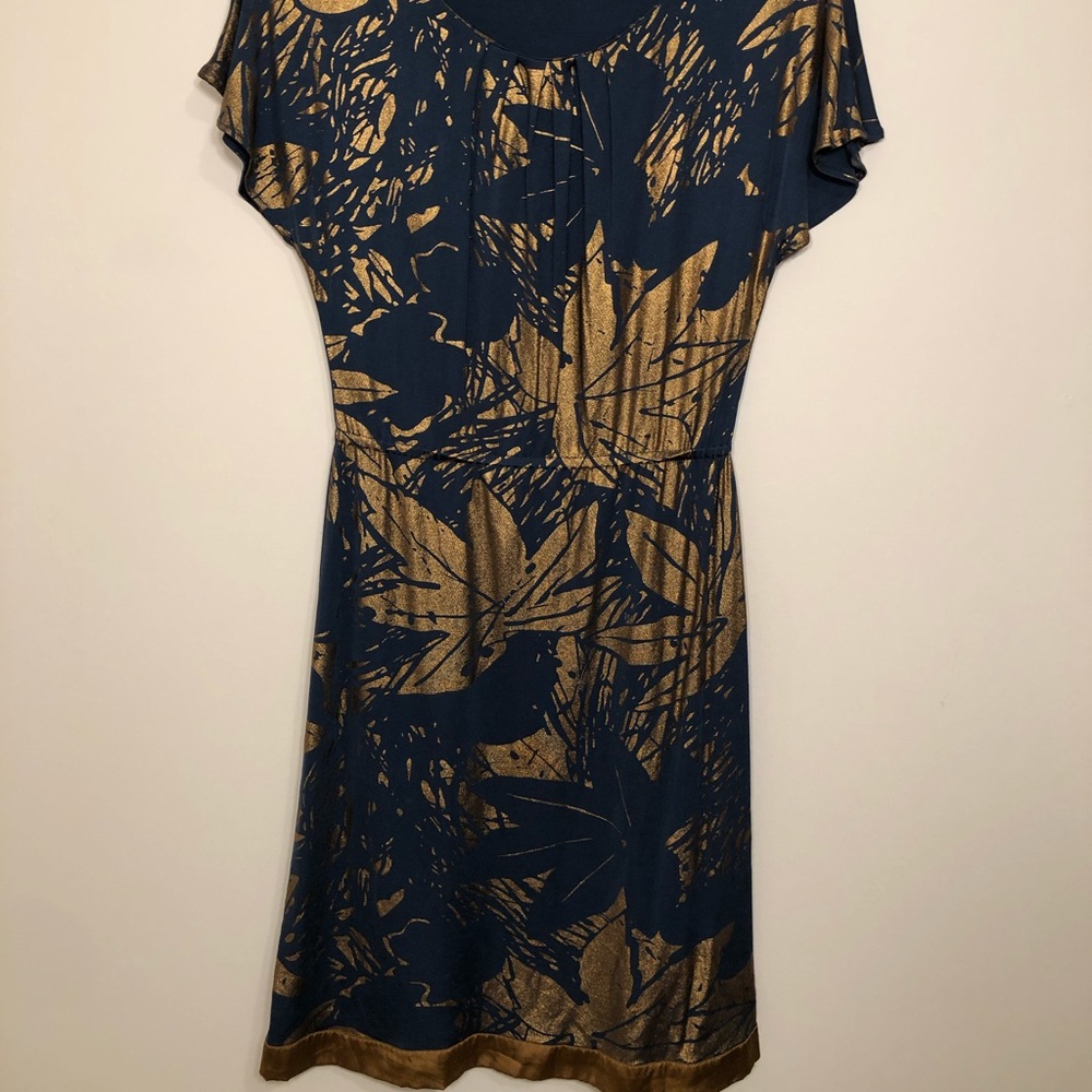 Blue & gold knee length dress